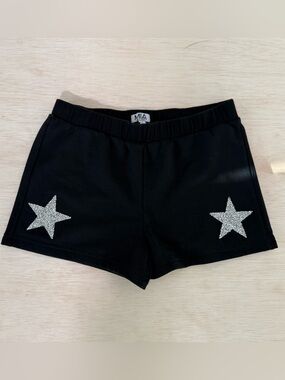 MIA Black Athletic Shorts with Silver Star Appliqués